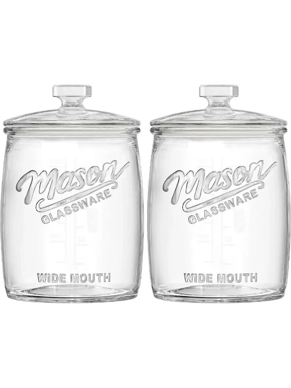 Airtight 1 Gallon Glass Cookie Jars - Set of 2 for Flour, Sugar & Baking